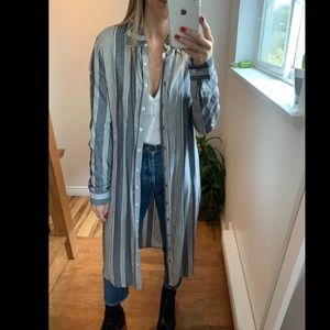 Grey Stripe Duster Button Up